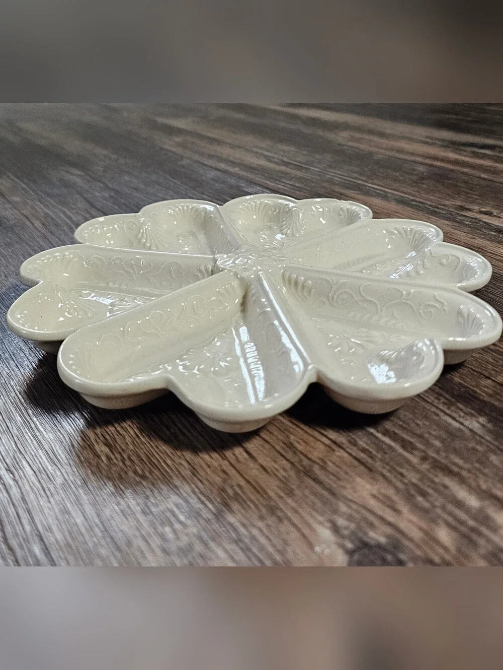 Staffordshire Heart Shortbread Mold Oyster Dish Vintage